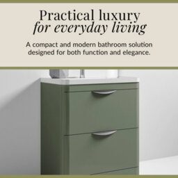 Balterley Aldershawe Contemporary Floor Standing 2 Drawer Bathroom Vanity Unit & Polymarble Basin, Satin Green, 800mm - thumbnail 4