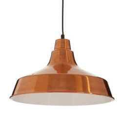Orsina Copper Pendant Light With Wide Metal Shade, Warm Tone Ceiling Drop Lamp, Hanging Lamp With Wide Rim Shade - thumbnail 3