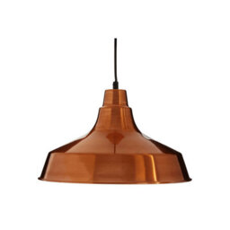 Orsina Copper Pendant Light With Wide Metal Shade, Warm Tone Ceiling Drop Lamp, Hanging Lamp With Wide Rim Shade - thumbnail 1