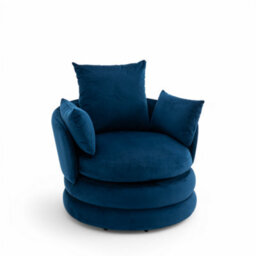 Accent Swivel Chair In Blue Velvet - thumbnail 4