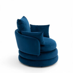 Accent Swivel Chair In Blue Velvet - thumbnail 5