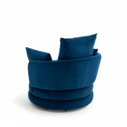 Accent Swivel Chair In Blue Velvet - thumbnail 6