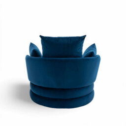 Accent Swivel Chair In Blue Velvet - thumbnail 7