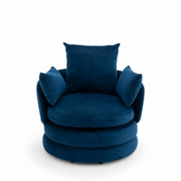 Accent Swivel Chair In Blue Velvet - thumbnail 3