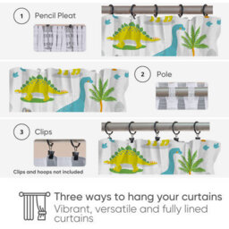 Bloomsbury Mill - Dinosaurs World Curtains For Kids Bedroom - Lined Curtain Pair With Tie Backs 66 X 72 Inch Or 168Cm X 183Cm - thumbnail 4