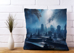 Warren Reed Designer A Breathtaking Scene Of A Moonlit Graveyard Cushions 60Cm X 60Cm - thumbnail 2