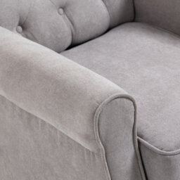 Homcom Accent Armchair Home Furniture Retro Tufted Club Wood Fabric, Grey - thumbnail 8