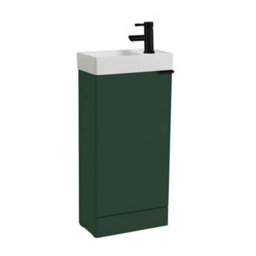 Homestylestore 400mm Dark Green Floorstanding Bathroom Vanity Unit And Black Finger Pull Handle - thumbnail 1