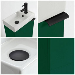 Homestylestore 400mm Dark Green Floorstanding Bathroom Vanity Unit And Black Finger Pull Handle - thumbnail 2