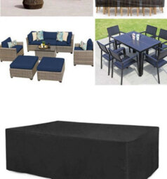 Black Garden Furniture Cover, Oxford 210D, 160 X 80 Cm, Waterproof And Uv Resistant, For Rectangular Tables Chairs - thumbnail 2