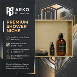 ARKO BATHROOM Arko Stainless Steel Shower Niche Wall Insert, Bathroom Shower Storage Shelf, Brass - thumbnail 6