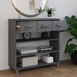 Berkfield Sturdy Console Table Dark Grey 90X35X90 Cm Solid Wood Pine - thumbnail 3