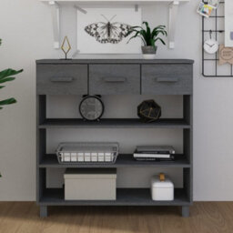 Berkfield Sturdy Console Table Dark Grey 90X35X90 Cm Solid Wood Pine - thumbnail 2