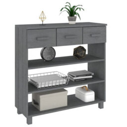 Berkfield Sturdy Console Table Dark Grey 90X35X90 Cm Solid Wood Pine - thumbnail 4
