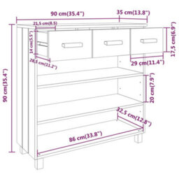 Berkfield Sturdy Console Table Dark Grey 90X35X90 Cm Solid Wood Pine - thumbnail 8