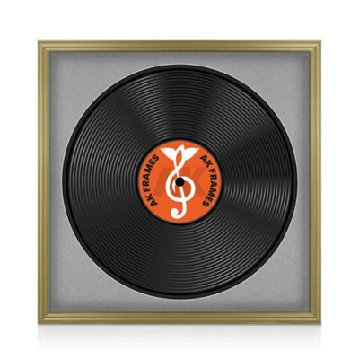 "16X16"" Gold Classic Vinyl Record Frame With Silver Mount For 12 Inch Lp Disc - Ak Frames" - image 1