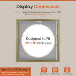 "16X16"" Gold Classic Vinyl Record Frame With Silver Mount For 12 Inch Lp Disc - Ak Frames" - thumbnail 2