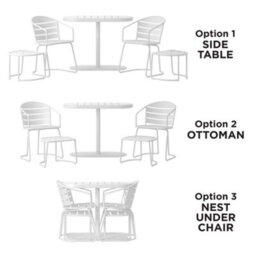 Cosco Patio Bistro Set With Ottomans Steel White, 5 Pieces - thumbnail 2