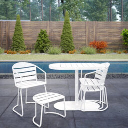 Cosco Patio Bistro Set With Ottomans Steel White, 5 Pieces - thumbnail 3