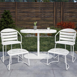 Cosco Patio Bistro Set With Ottomans Steel White, 5 Pieces - thumbnail 5