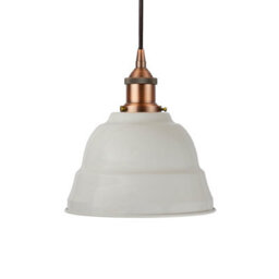 Pale Grey Lincoln Painted Dome Pendant Light With Matt Antique Copper Lamp Holder And Black Round Cable - Se Home - thumbnail 1