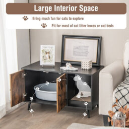 Costway Cat Litter Box Enclosure Hidden Cat Washroom Furniture Cat House Side Table - thumbnail 6