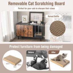Costway Cat Litter Box Enclosure Hidden Cat Washroom Furniture Cat House Side Table - thumbnail 5