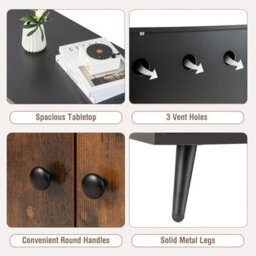 Costway Cat Litter Box Enclosure Hidden Cat Washroom Furniture Cat House Side Table - thumbnail 9