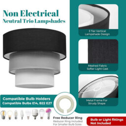 Giggi 3-Tier Fabric 30Cm Easy-Fit Ceiling Light Shade/lamp Shade For Table Lamps, Floor Lamps, Living Room, Bedroom - thumbnail 3