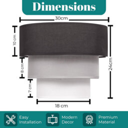 Giggi 3-Tier Fabric 30Cm Easy-Fit Ceiling Light Shade/lamp Shade For Table Lamps, Floor Lamps, Living Room, Bedroom - thumbnail 4