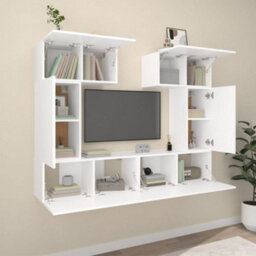 Berkfield Classic 6 Piece Tv Cabinet Set White Engineered Wood - thumbnail 3