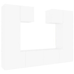 Berkfield Classic 6 Piece Tv Cabinet Set White Engineered Wood - thumbnail 1