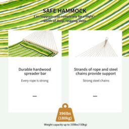 Outsunny Hammock Outdoor Garden Camping Hanging Swing Portable Travel Green - thumbnail 4