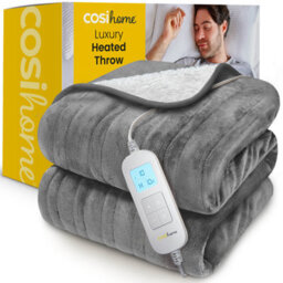Cosi Home Fleece & Sherpa Electric Heated Throw - Grey - thumbnail 1