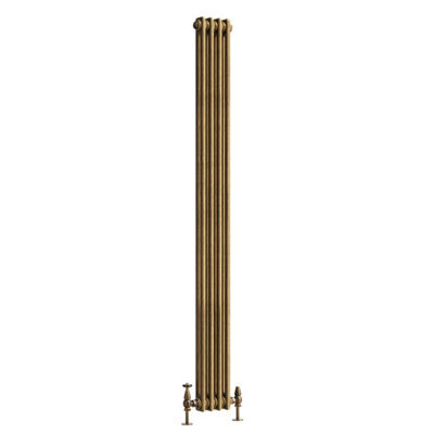 Plum&clay Corwin Rustic Brass Double Column Vertical Traditional Cast Iron Style Radiator (W)200mm (H)1800mm - image 1