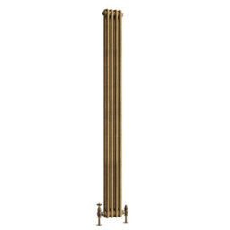 Plum&clay Corwin Rustic Brass Double Column Vertical Traditional Cast Iron Style Radiator (W)200mm (H)1800mm