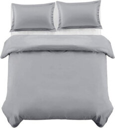 Ameha Plain 3-Piece Duvet Silver Quilt Cover Breathable Microfiber Reversible Double Set With Pillowcase 200 X 200 Cm - thumbnail 7