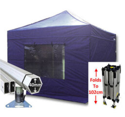 Crocodile Trading 3M X 3M Compact 40 Commercial Instant Shelter Pop Up Gazebos Frame, Canopy & Sides - Navy Blue - thumbnail 1