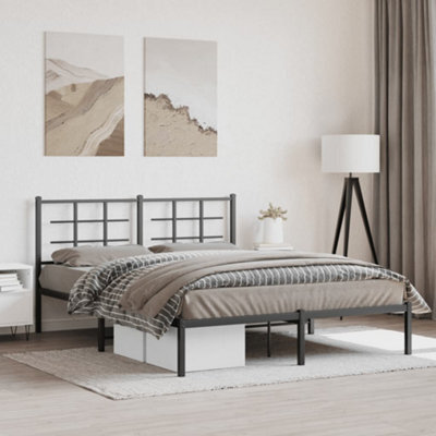 Berkfield Metal Bed Frame Without Mattress With Headboard Black 160X200Cm - image 1