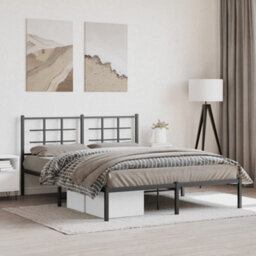 Berkfield Metal Bed Frame Without Mattress With Headboard Black 160X200Cm - thumbnail 1