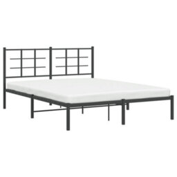 Berkfield Metal Bed Frame Without Mattress With Headboard Black 160X200Cm - thumbnail 4