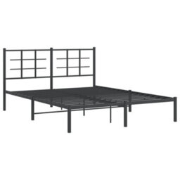 Berkfield Metal Bed Frame Without Mattress With Headboard Black 160X200Cm - thumbnail 3