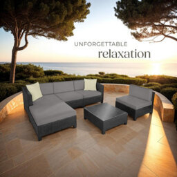 Tectake Rattan Lounge Set With Aluminum Frame, Including Covers In 2 Colors  - Black - thumbnail 8