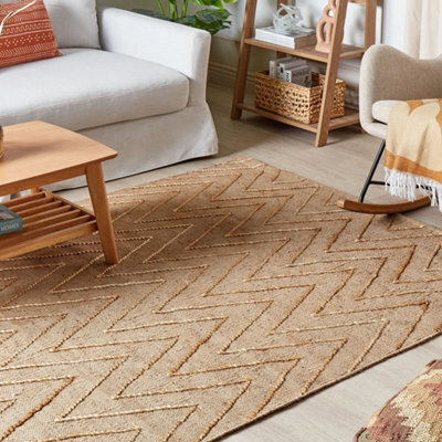 Wyld And Coco Beige Jute And Cotton Area Rug 140 X 200 Cm - Handwoven Geometric Boho Design - image 1