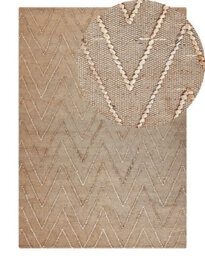 Wyld And Coco Beige Jute And Cotton Area Rug 140 X 200 Cm - Handwoven Geometric Boho Design - thumbnail 3