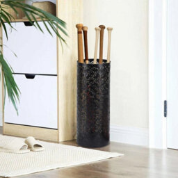 Black Metal Umbrella Holder Stand Rack Rain Water Drip Tray Walking Stick Home Storage - thumbnail 3