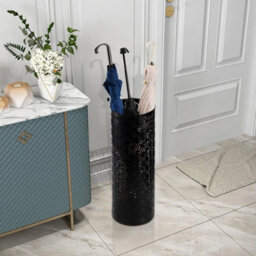 Black Metal Umbrella Holder Stand Rack Rain Water Drip Tray Walking Stick Home Storage - thumbnail 4