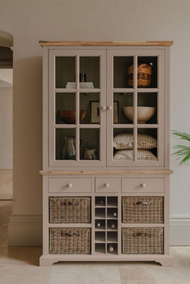 Statement Furniture Kitchen Display Cabinet With Wine Rack - Truffle - image 1