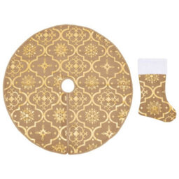 Walplus Luxury Christmas Tree Skirt With Sock Yellow 90 Cm Fabric - thumbnail 2