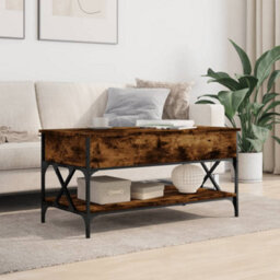 Berkfield Coffee Table Smoked Oak 100X50X50 Cm Engineered Wood And Metal - thumbnail 3
